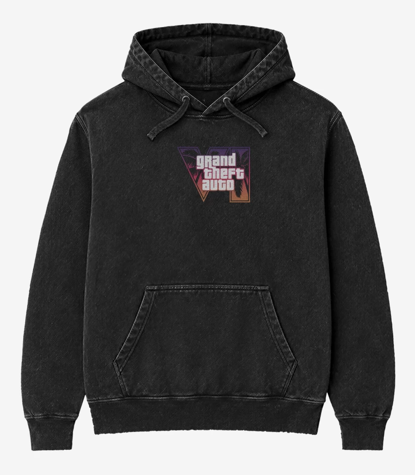 Poleron Canguro Acid Wash Negro de GTA 6 Red