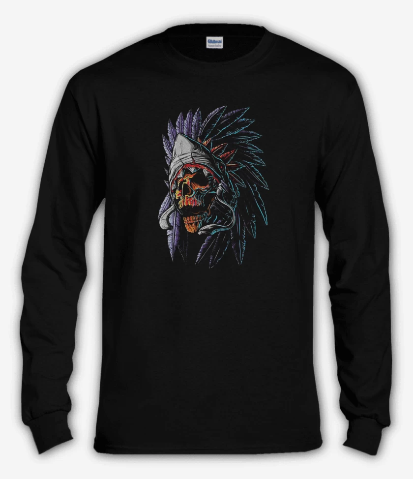 Polera manga larga Negro de Indian Skull