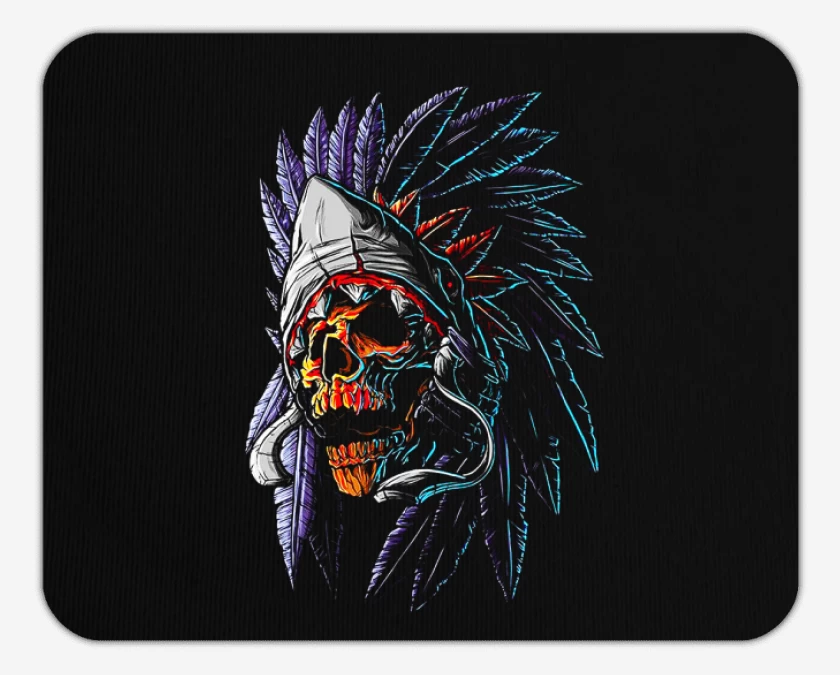 Mousepad Negro de Indian Skull