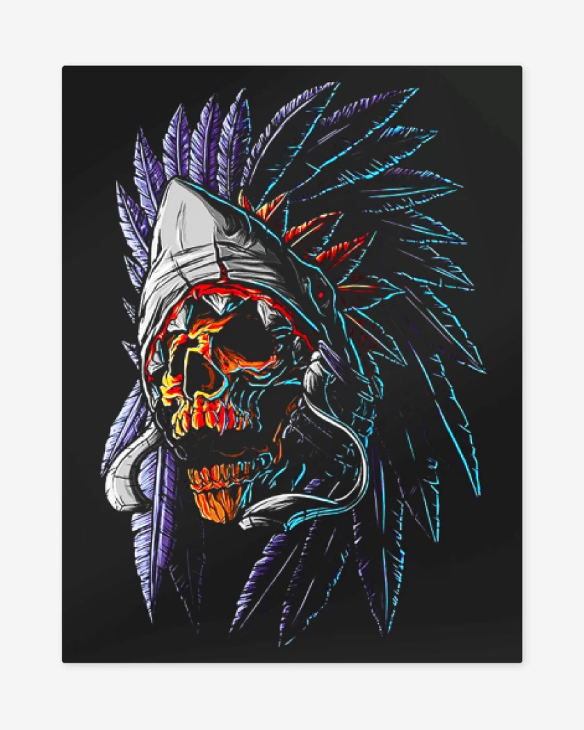 Print metalico Negro de Indian Skull