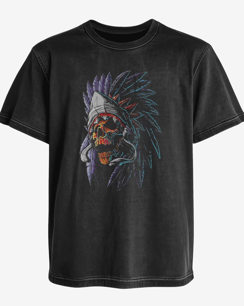 Polera desgastada Negro de Indian Skull