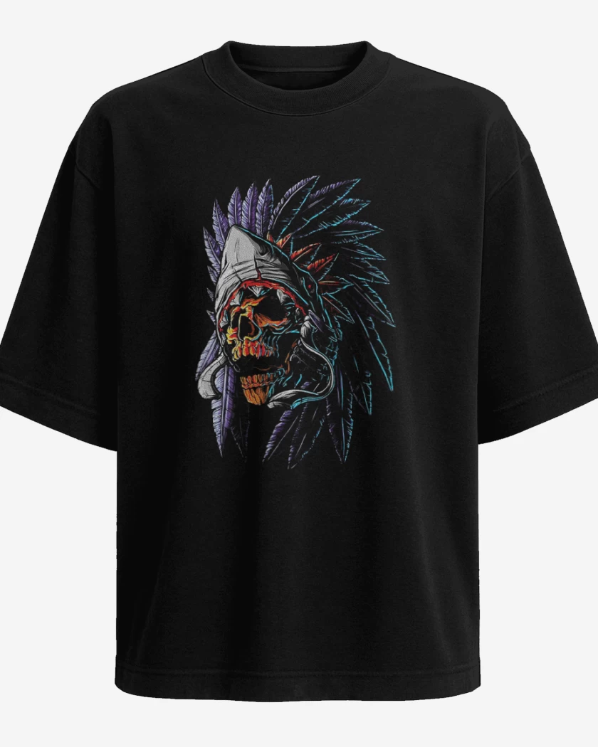 Polera Oversize Negro de Indian Skull