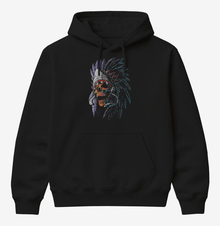 Poleron Canguro básico Negro de Indian Skull