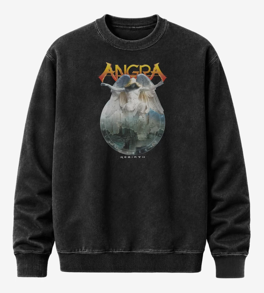 Poleron Polo Acid Wash Negro de Rebirth Angra