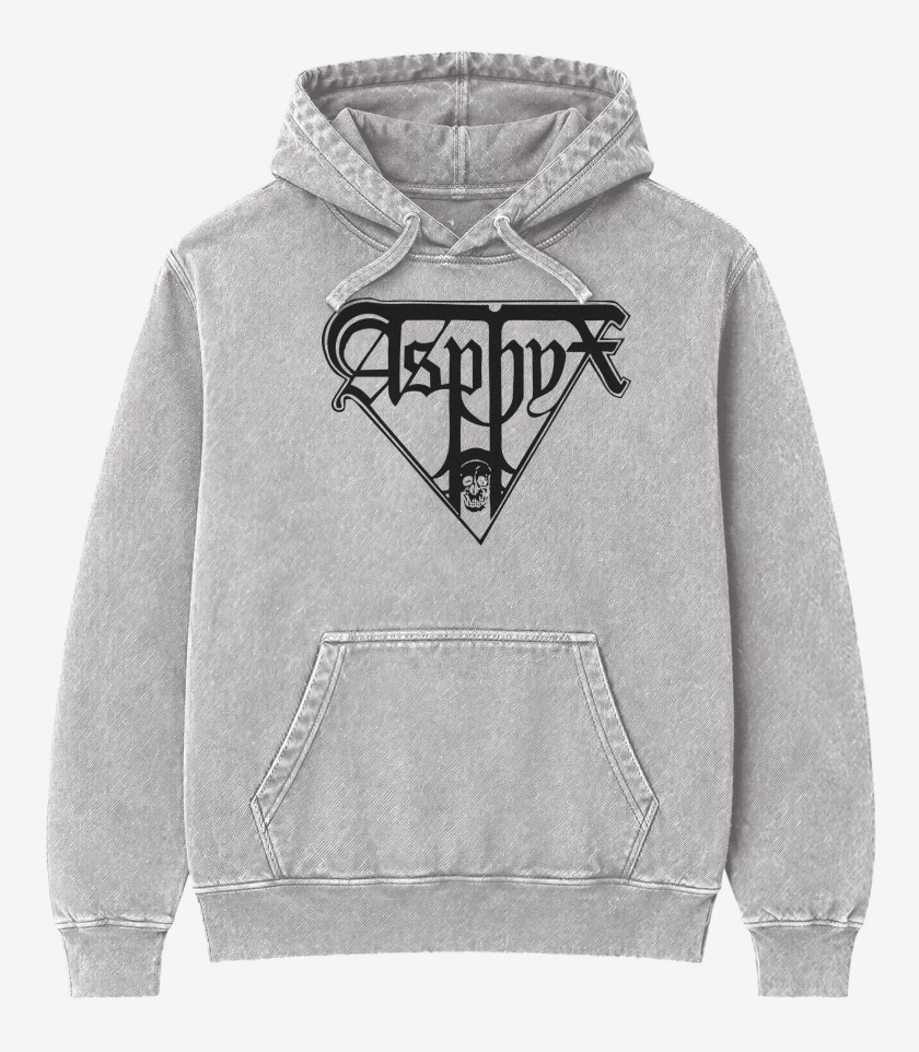 Poleron Canguro Acid Wash Gris Melange de Asphyx Logo N