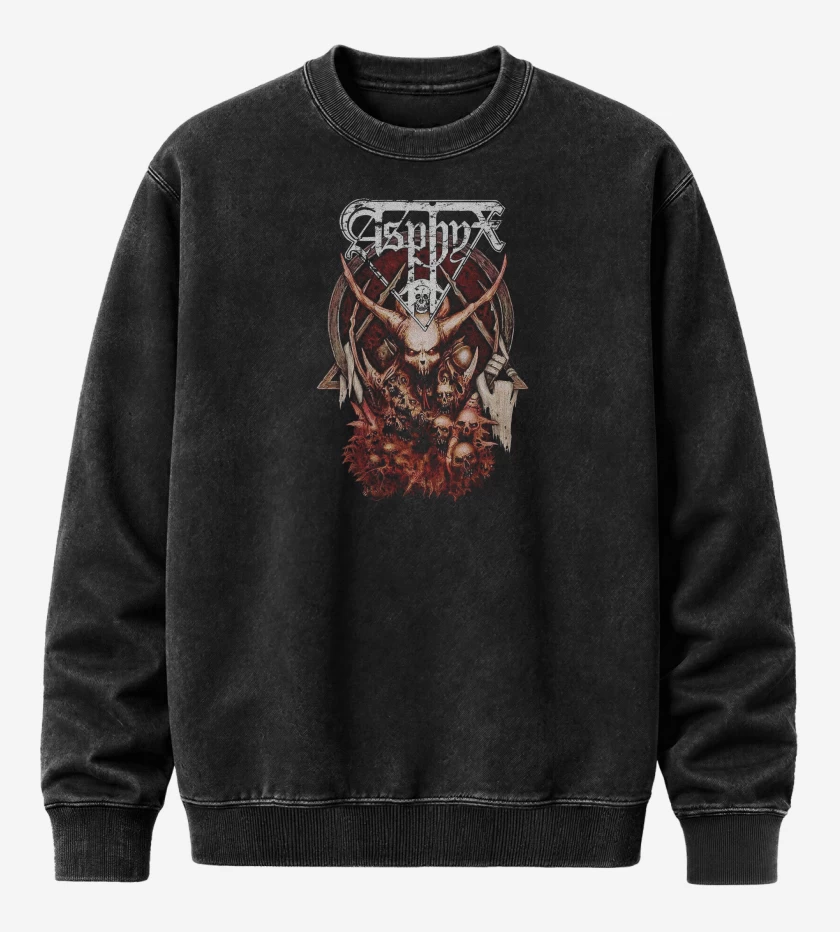 Poleron Polo Acid Wash Negro de Asphyx Demon