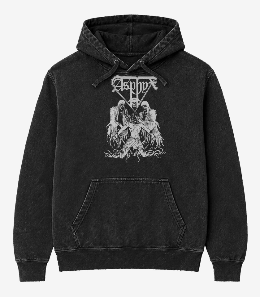 Poleron Canguro Acid Wash Negro de Asphyx The Krusher