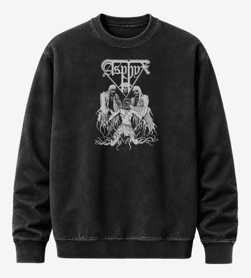 Poleron Polo Acid Wash Negro de Asphyx The Krusher