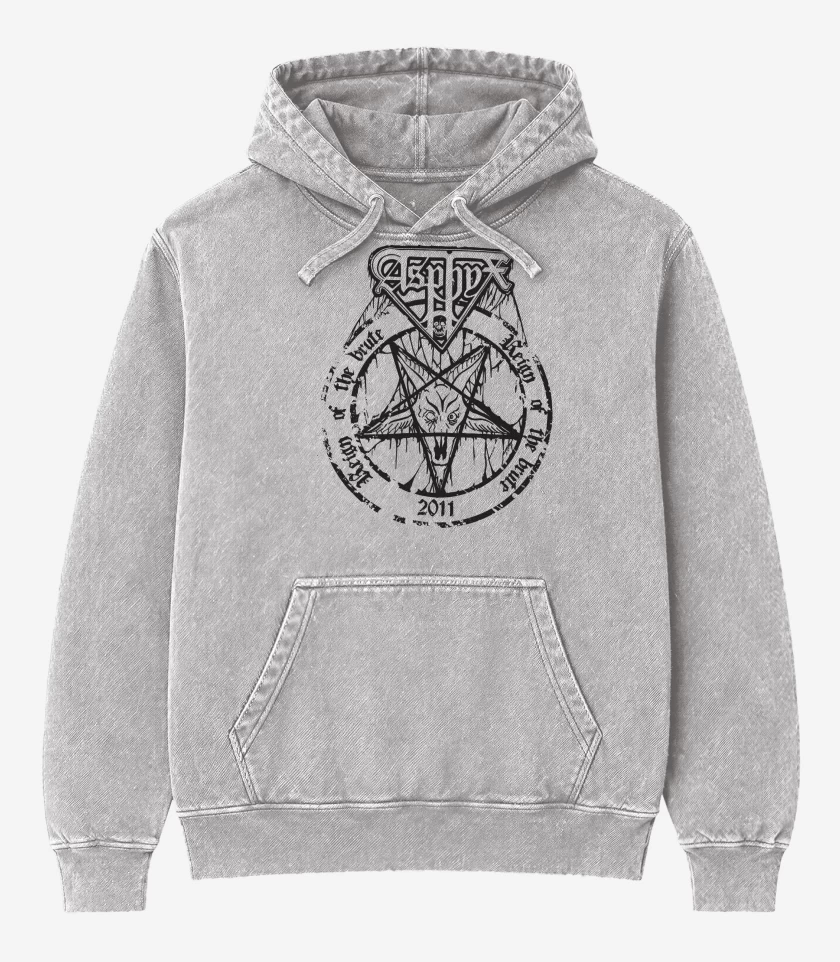 Poleron Canguro Acid Wash Gris Melange de Asphyx Reign of