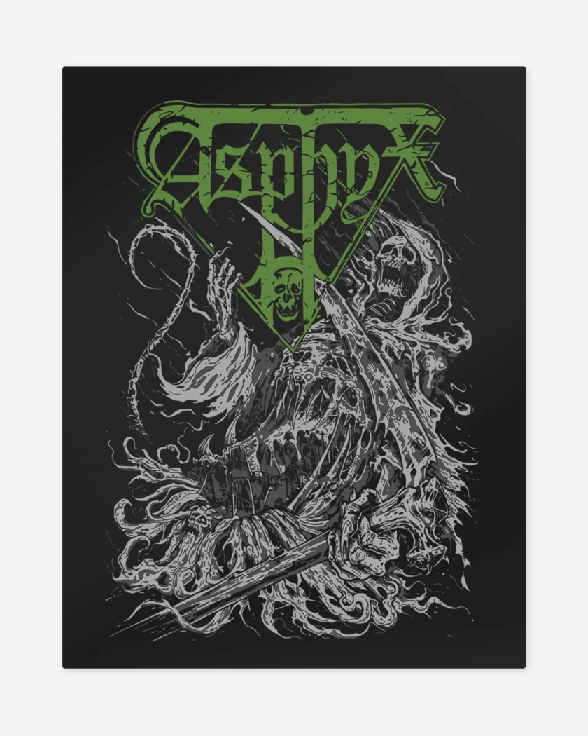 Print metalico Negro de Asphyx Necro