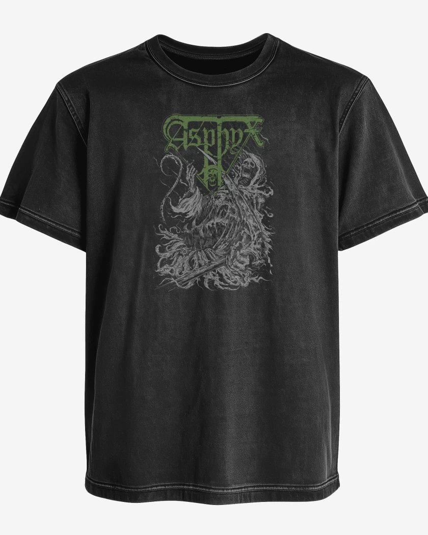 Polera desgastada Negro de Asphyx Necro