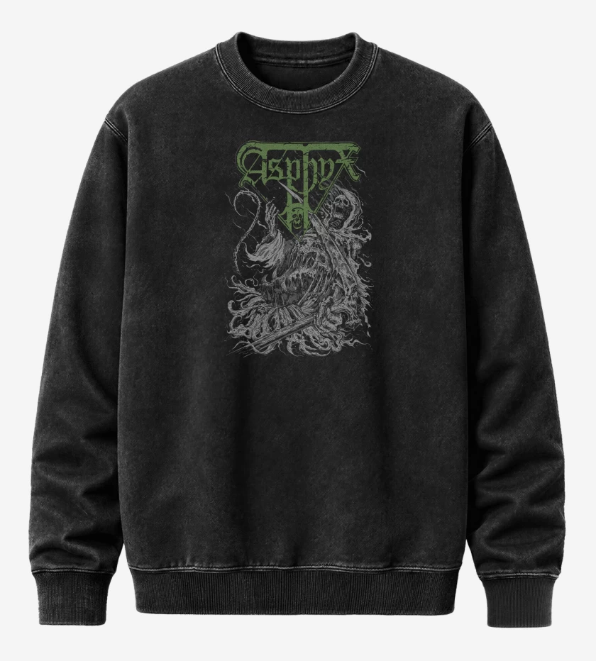 Poleron Polo Acid Wash Negro de Asphyx Necro