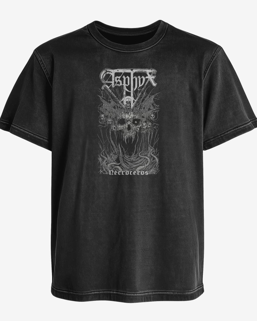 Polera desgastada Negro de Asphyx Necroceros