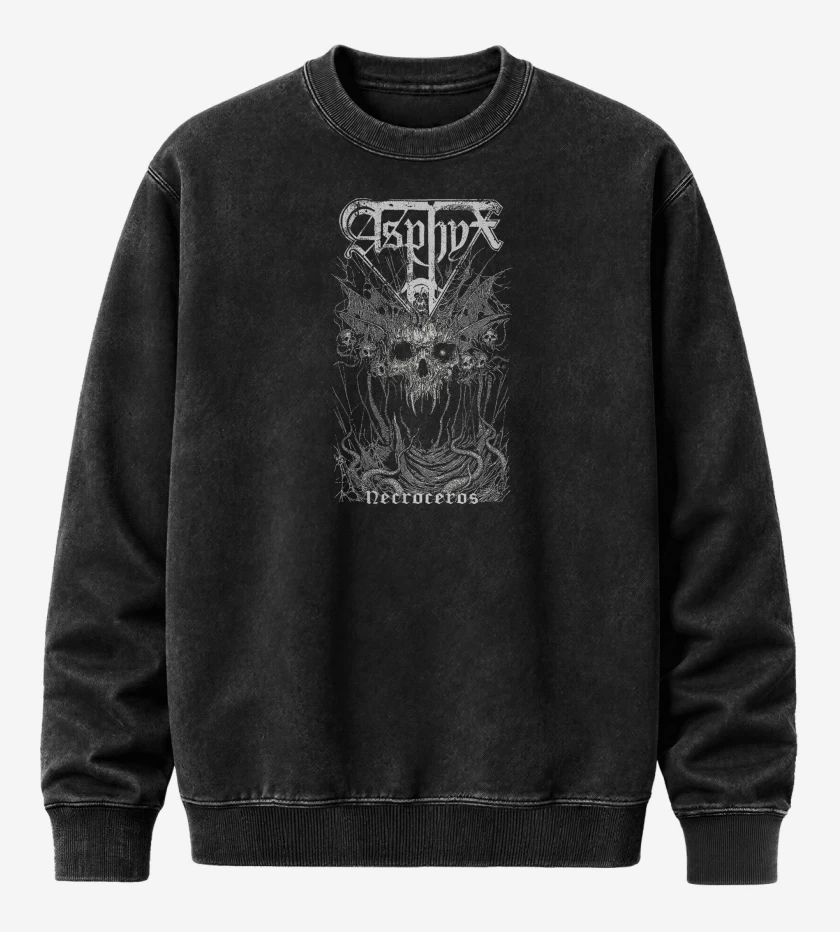 Poleron Polo Acid Wash Negro de Asphyx Necroceros