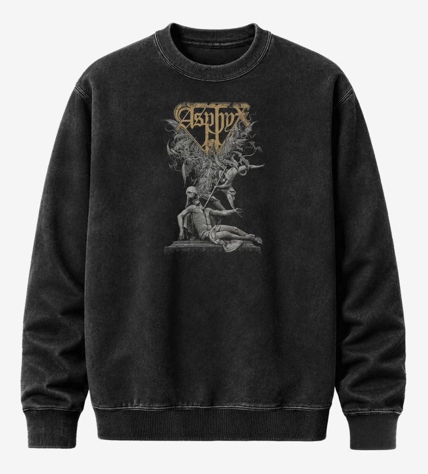 Poleron Polo Acid Wash Negro de Asphyx Death Across