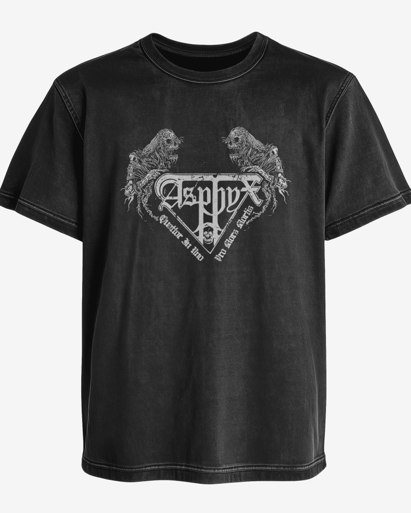 Polera desgastada Negro de Asphyx Logo I