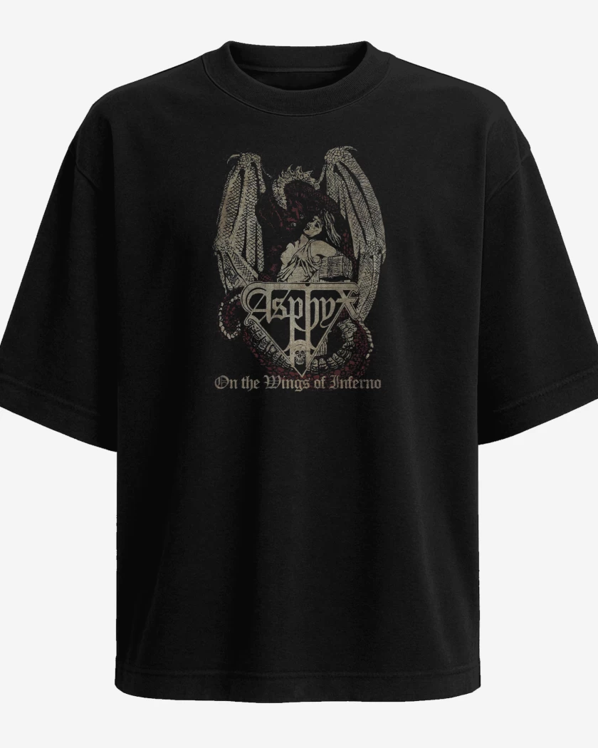 Polera Oversize Negro de Asphyx On the Wings of Inferno