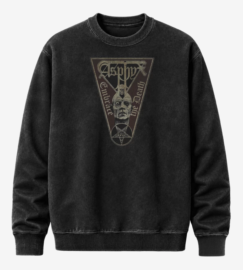 Poleron Polo Acid Wash Negro de Asphyx Embrace the Death