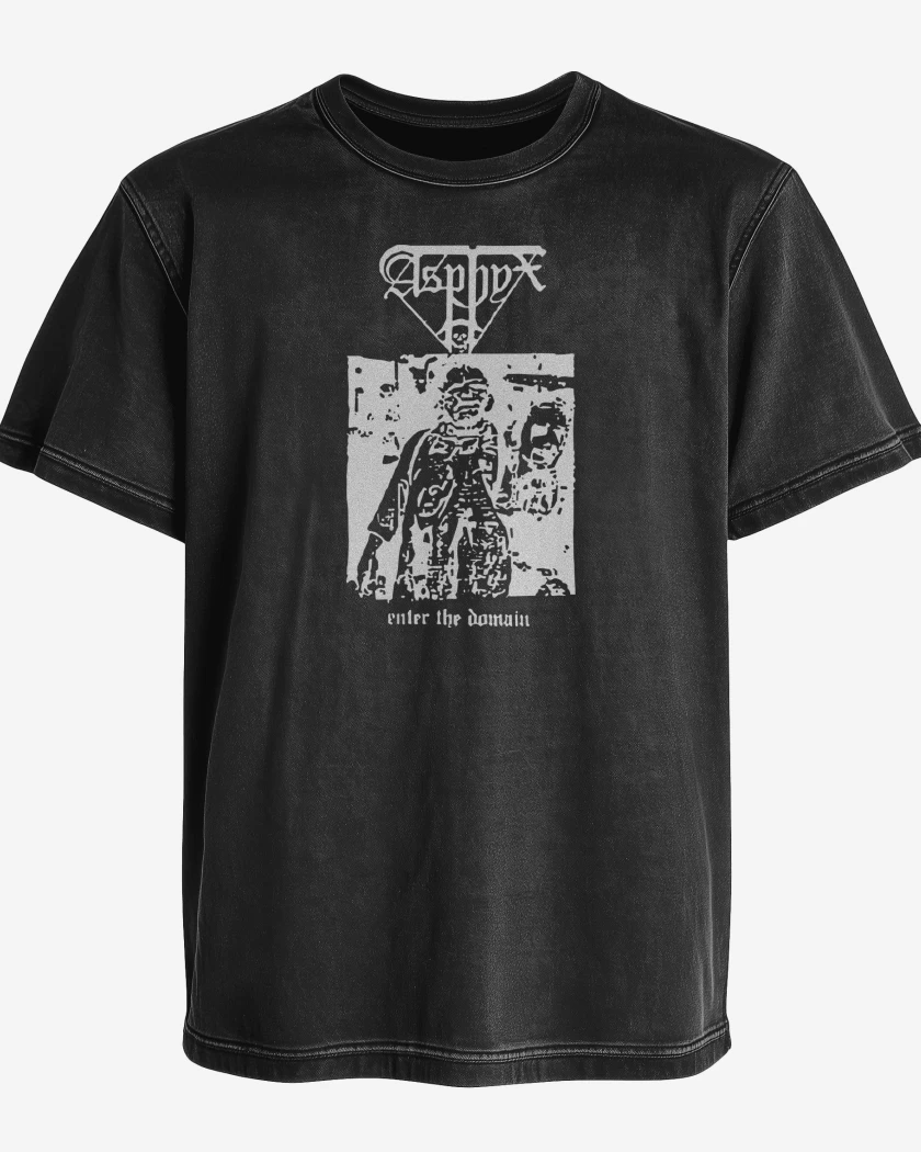 Polera desgastada Negro de Asphyx Enter the Domain B