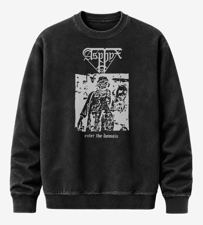 Poleron Polo Acid Wash Negro de Asphyx Enter the Domain B
