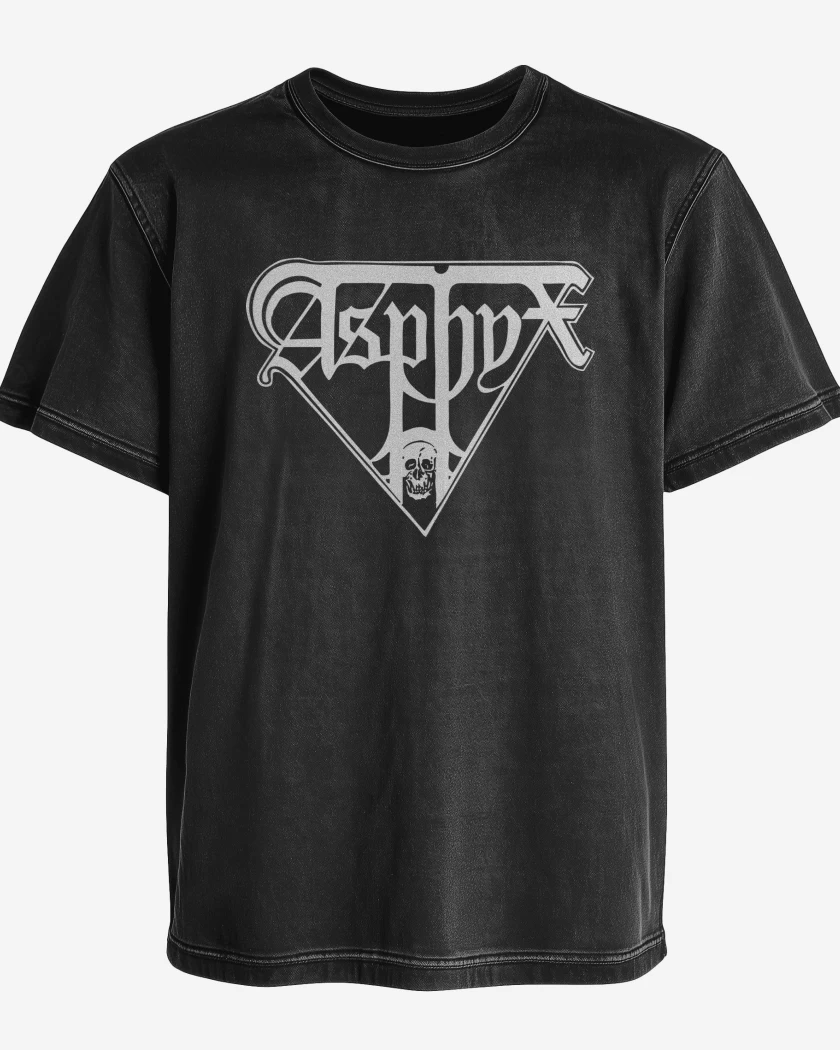Polera desgastada Negro de Asphyx Logo