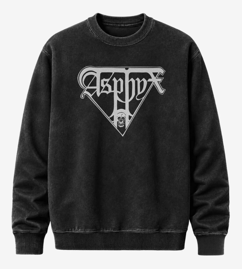 Poleron Polo Acid Wash Negro de Asphyx Logo