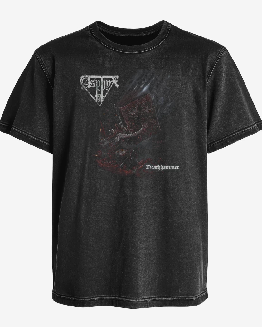 Polera desgastada Negro de Asphyx Deathhammer