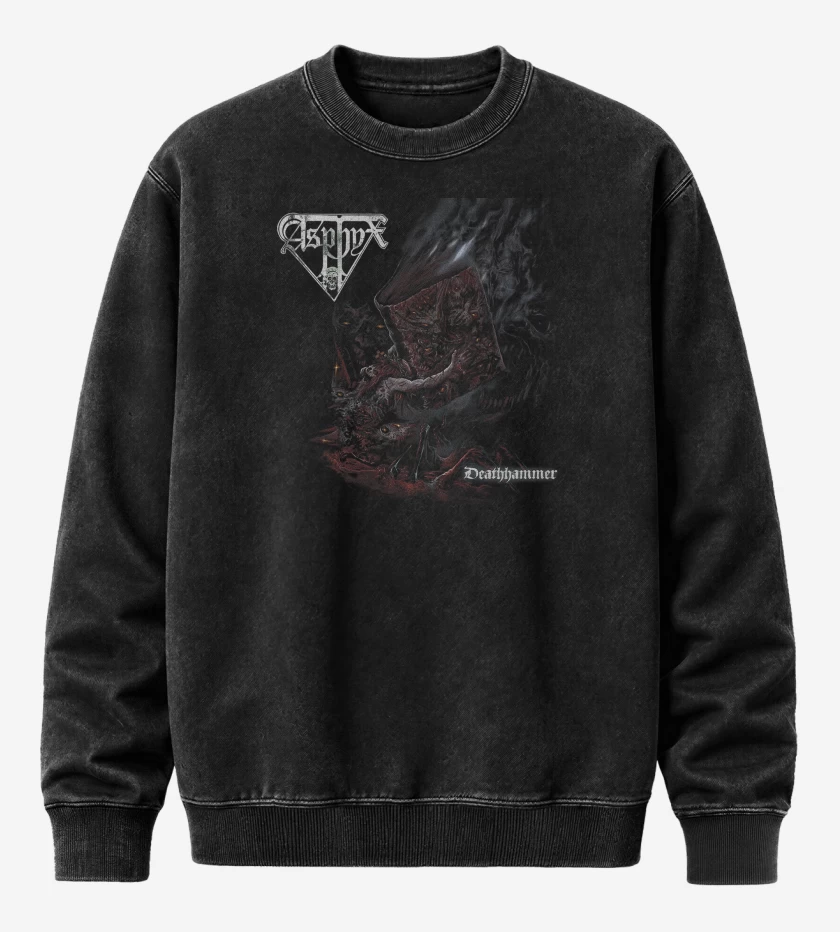 Poleron Polo Acid Wash Negro de Asphyx Deathhammer