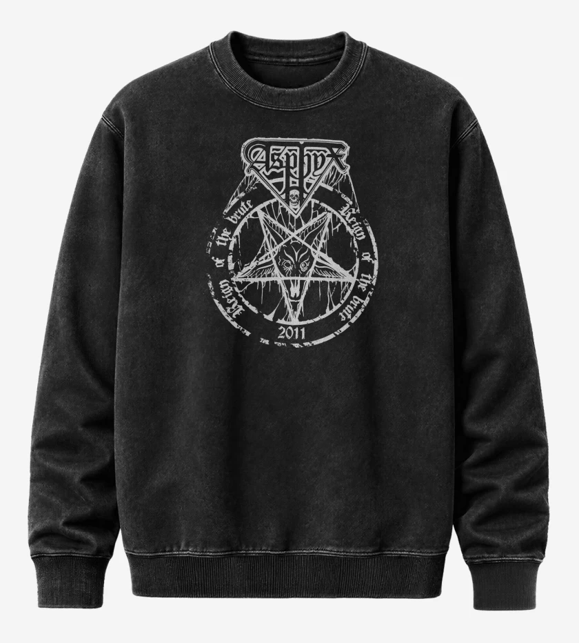 Poleron Polo Acid Wash Negro de Asphyx Reign of the Brute B
