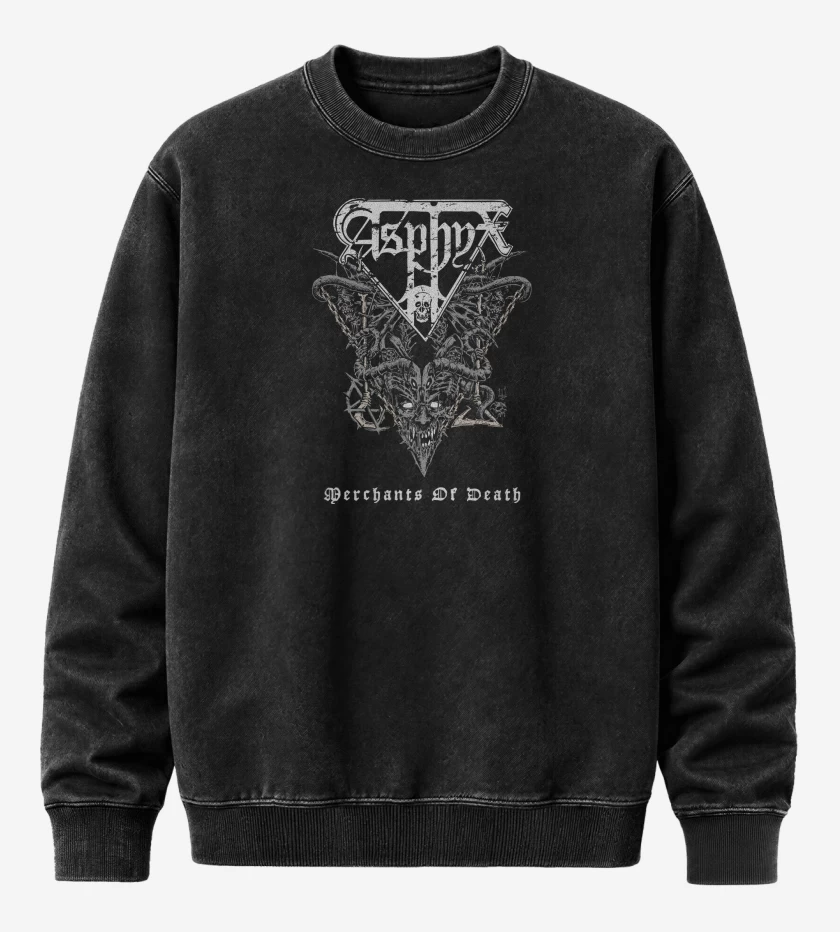 Poleron Polo Acid Wash Negro de Asphyx Merchants of Death