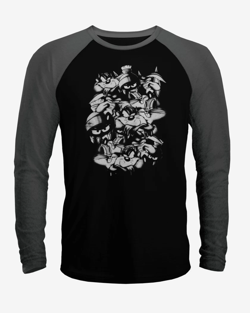 Polera Raglan Negro / Negro Heather de Looney