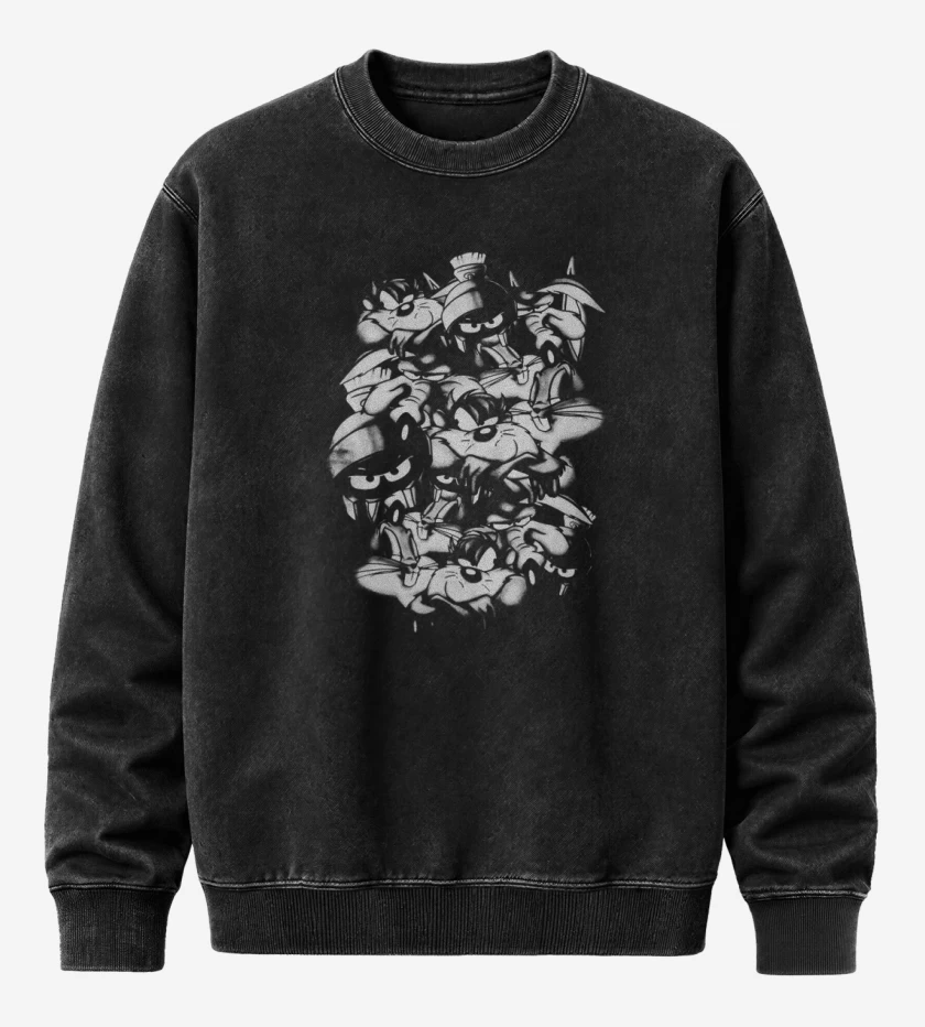 Poleron Polo Acid Wash Negro de Looney