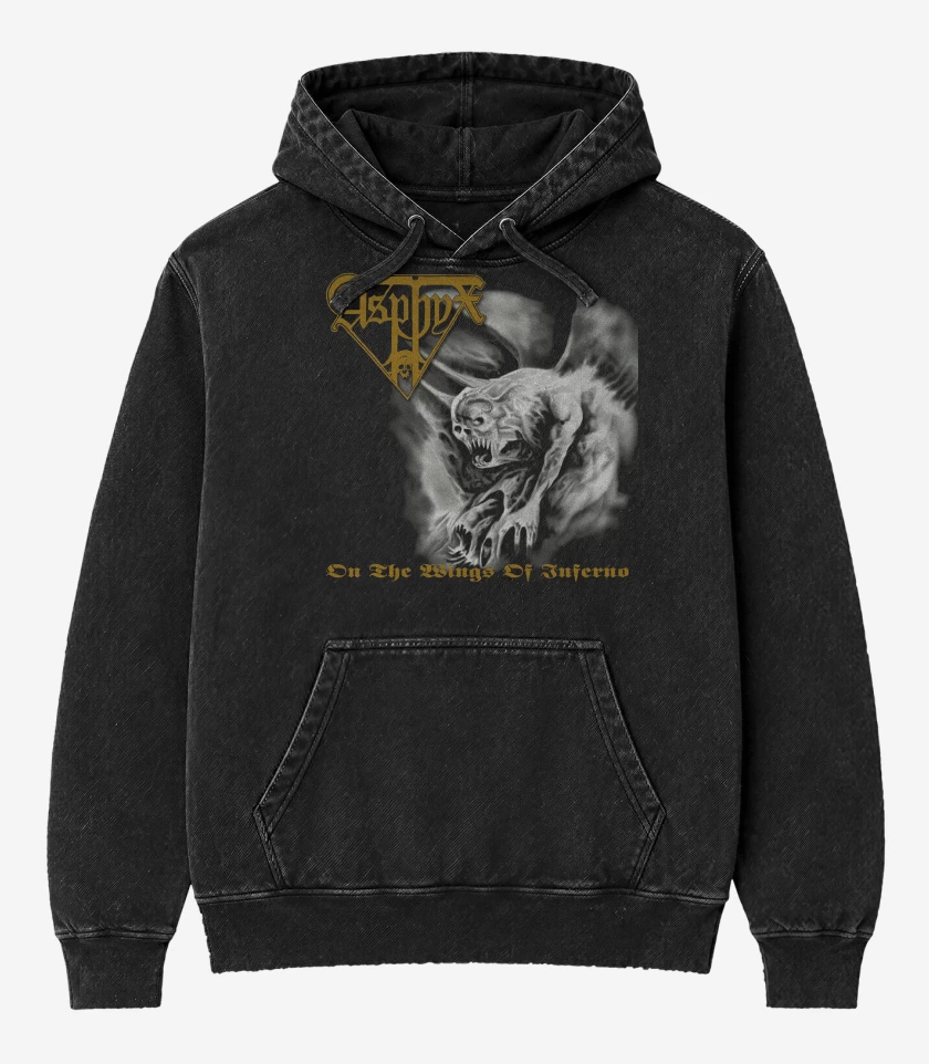 Poleron Canguro Acid Wash Negro de Asphyx On the Wings