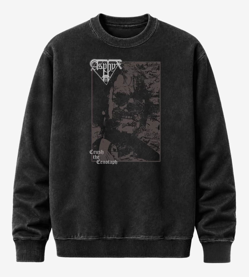 Poleron Polo Acid Wash Negro de Asphyx Crush the Cenopath