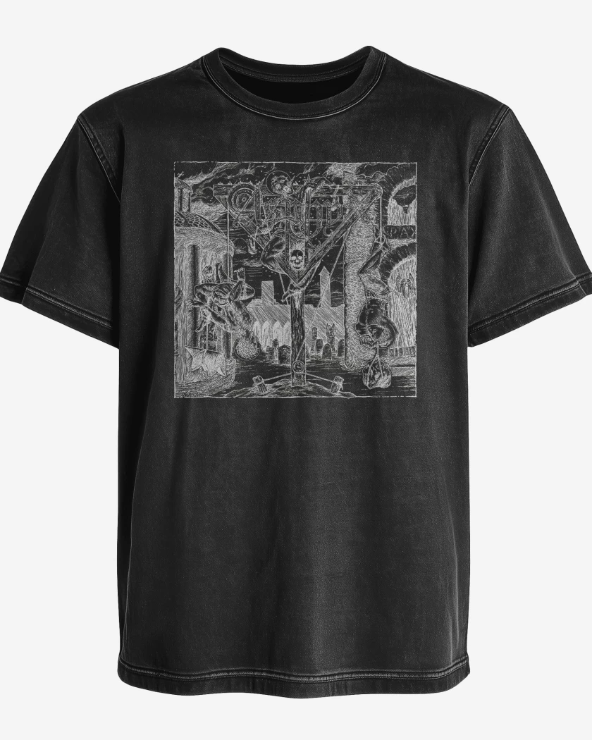 Polera desgastada Negro de Asphyx Abomitaion Echoes