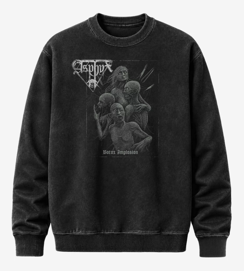 Poleron Polo Acid Wash Negro de Asphyx Botox Implosion