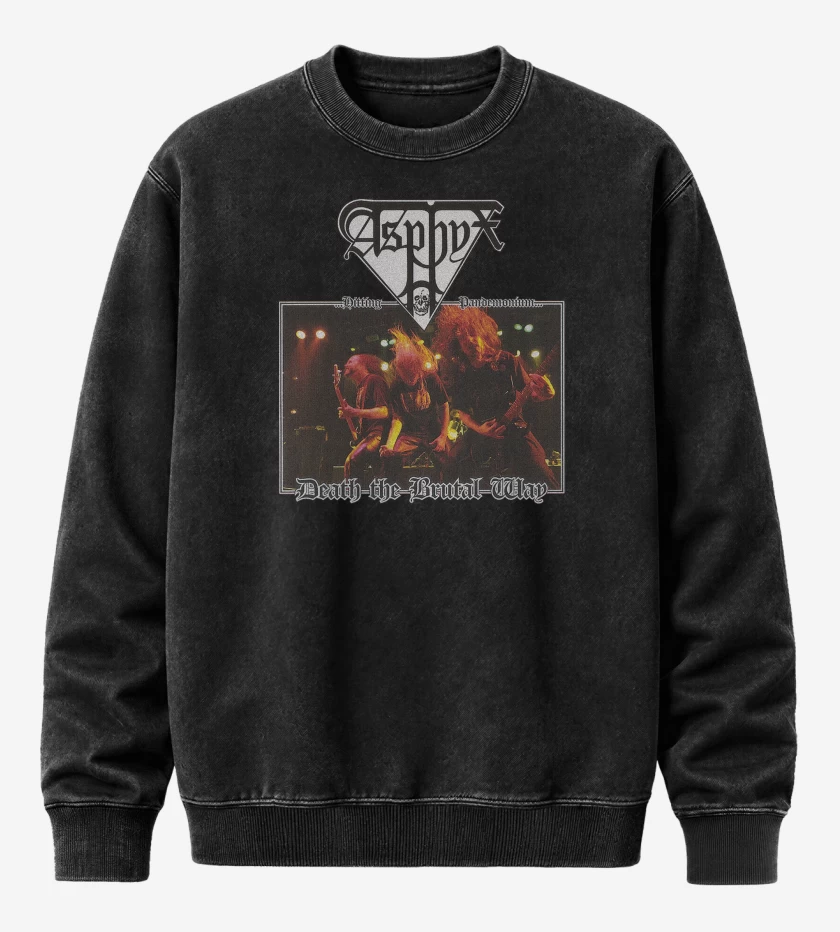 Poleron Polo Acid Wash Negro de Asphyx Death The Brutal