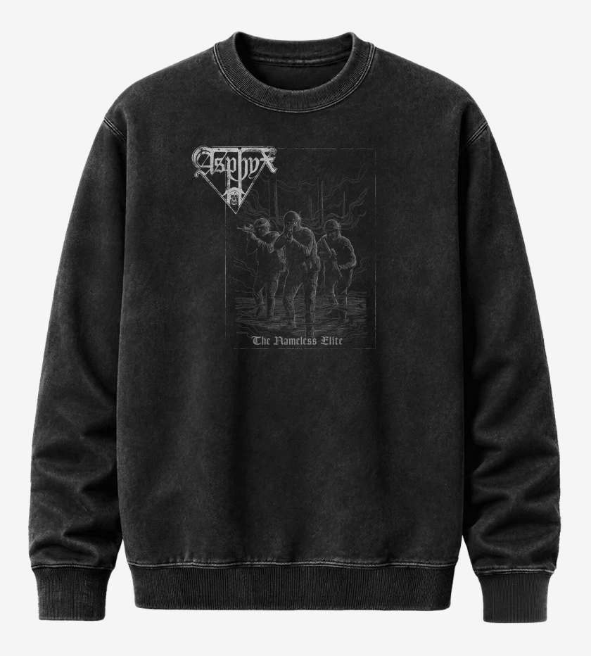 Poleron Polo Acid Wash Negro de Asphyx The Nameless Elite