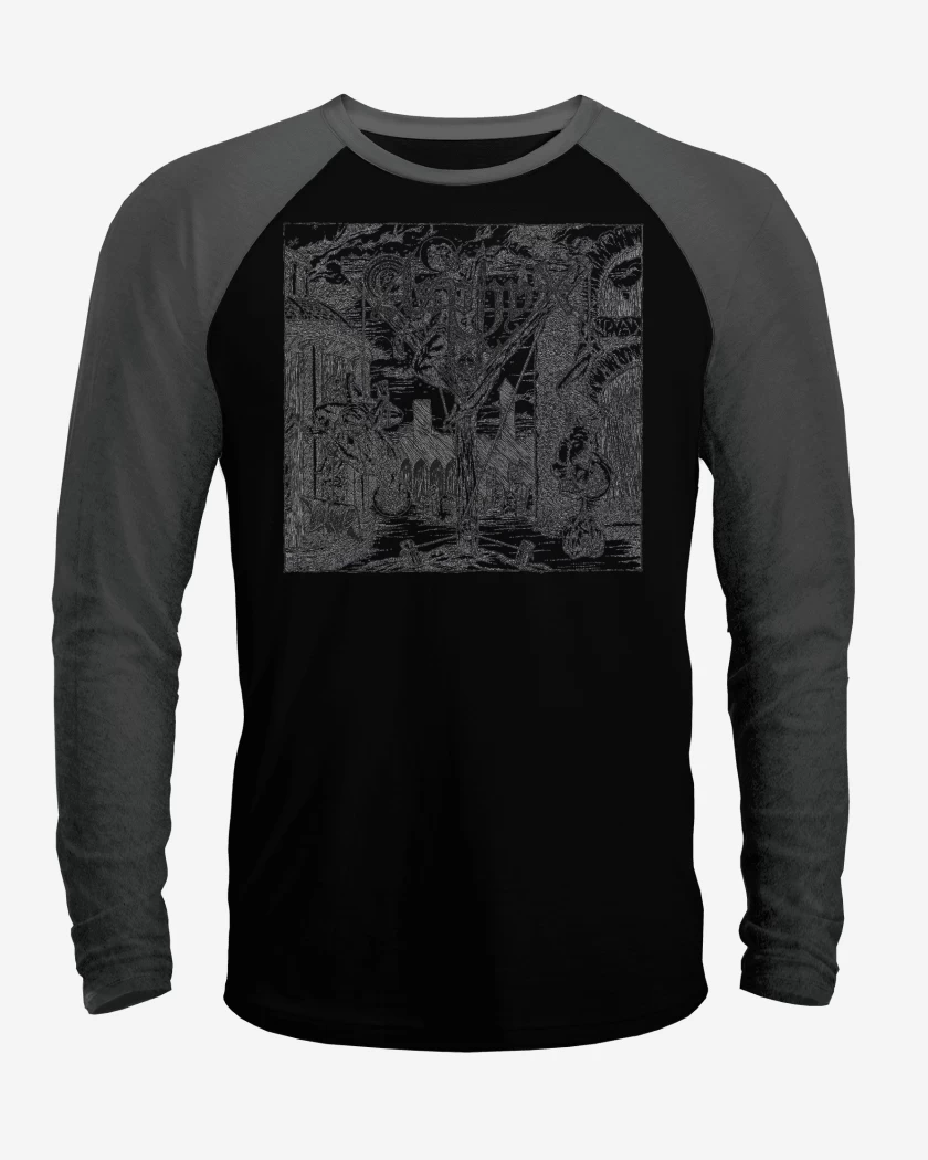 Polera Raglan Blanco / Negro de Asphyx Abomination