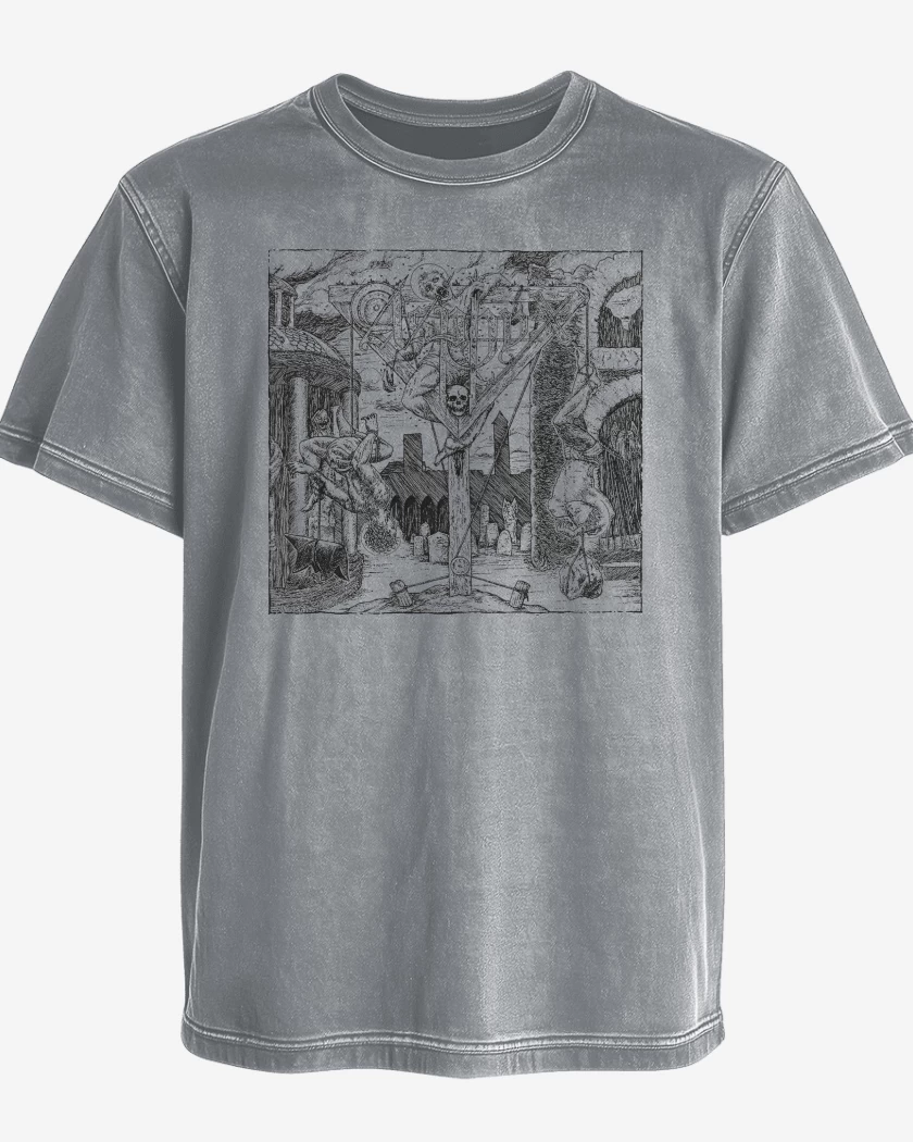Polera desgastada Gris Melange de Asphyx Abomination