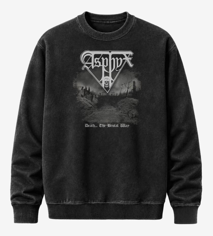 Poleron Polo Acid Wash Negro de Asphyx Death The Brutal Way