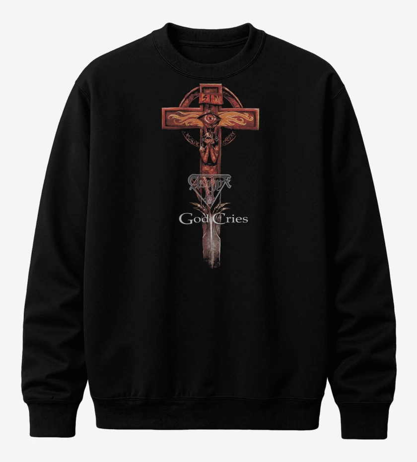 Poleron polo Negro de Asphyx God Cries