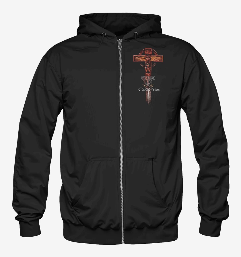 Poleron Canguro con cierre Negro de Asphyx God Cries