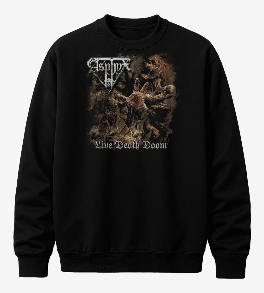 Poleron polo Negro de Asphyx Live Death Doom