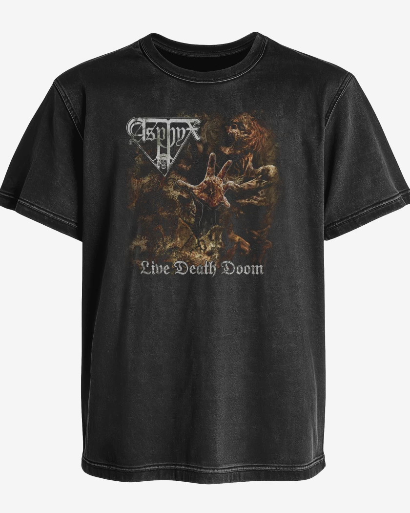 Polera desgastada Negro de Asphyx Live Death Doom
