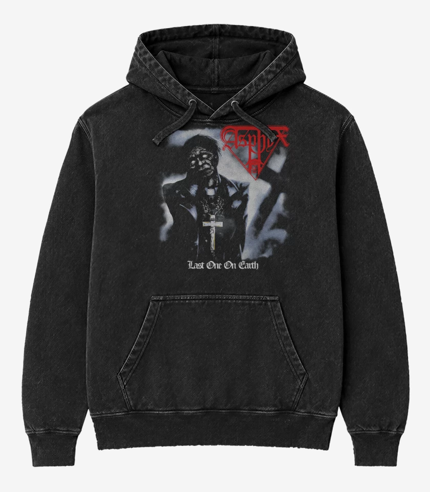 Poleron Canguro Acid Wash Negro de Asphyx Last One on Earth
