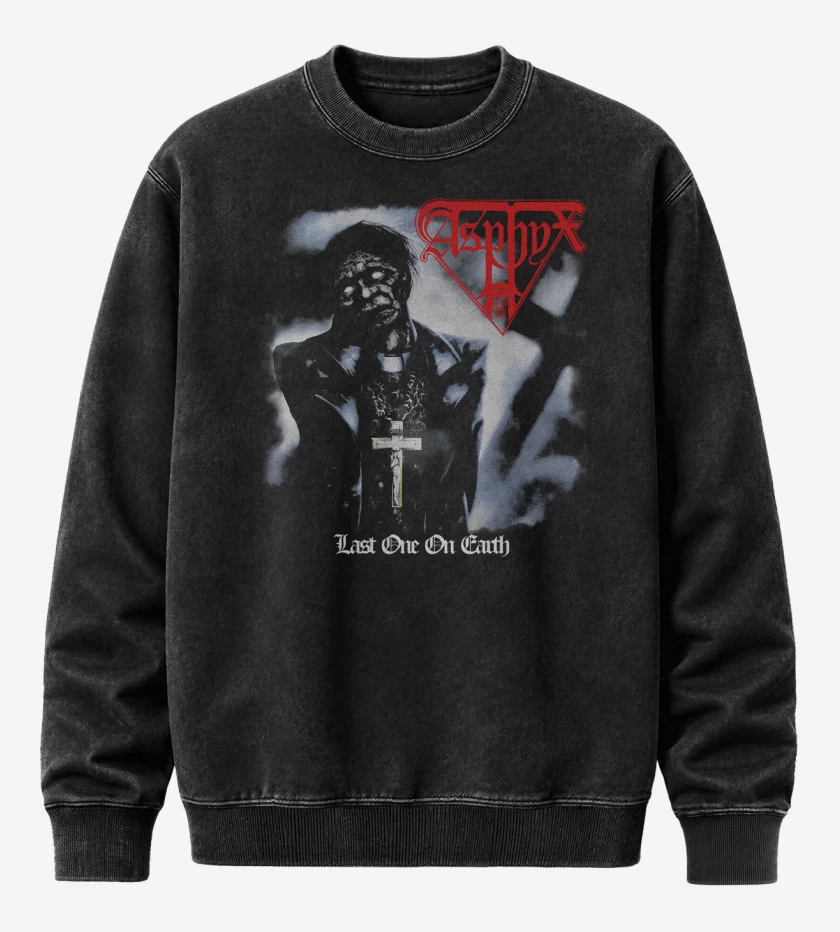 Poleron Polo Acid Wash Negro de Asphyx Last One on Earth