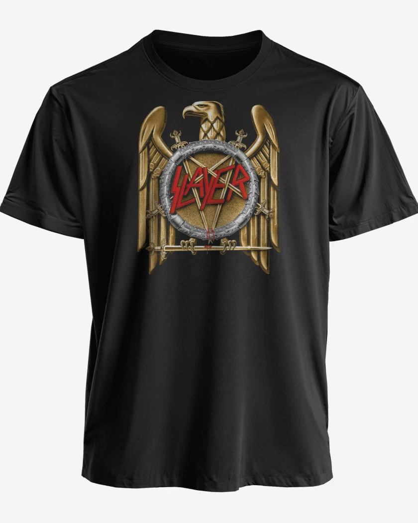 Polera premium Negro de Slayer Aguila Dorada