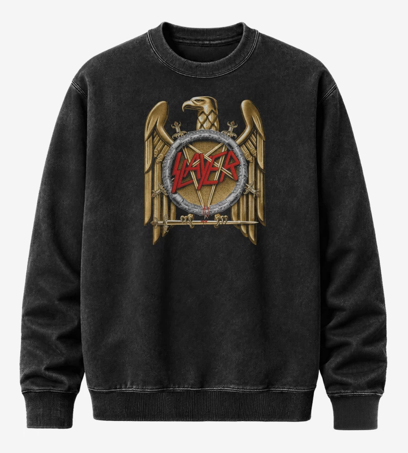 Poleron Polo Acid Wash Negro de Slayer Aguila Dorada