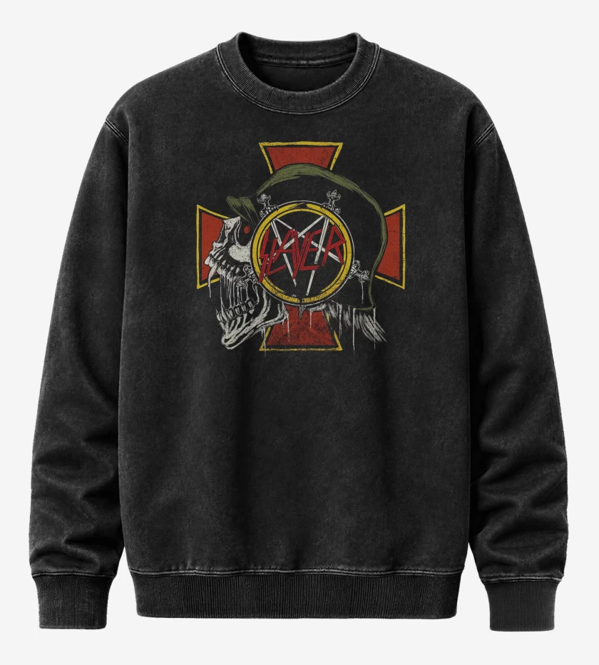 Poleron Polo Acid Wash Negro de Slayer Slaytanic